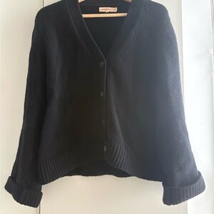 &Daughter Black Button-Front V-Neck cardigan